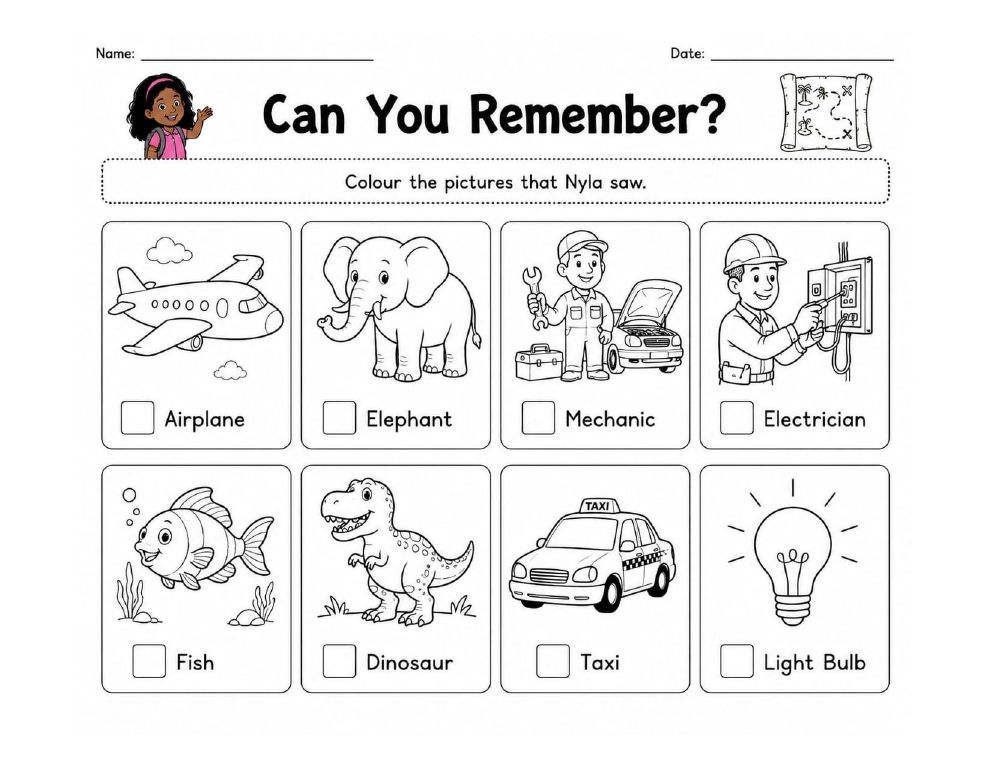 Preview of the Can You Remember? Colouring printable worksheet