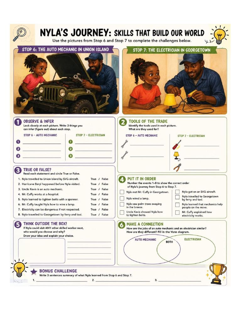 Preview of the Nyla's Journey: Skills That Build Our World printable worksheet
